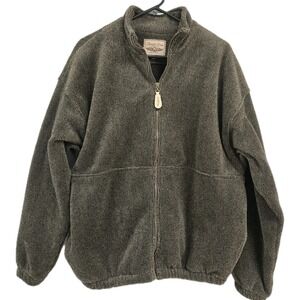 Straight Down Golf Jacket Men Large Vintage Full Zip Fleece Brown Outdoor Casual